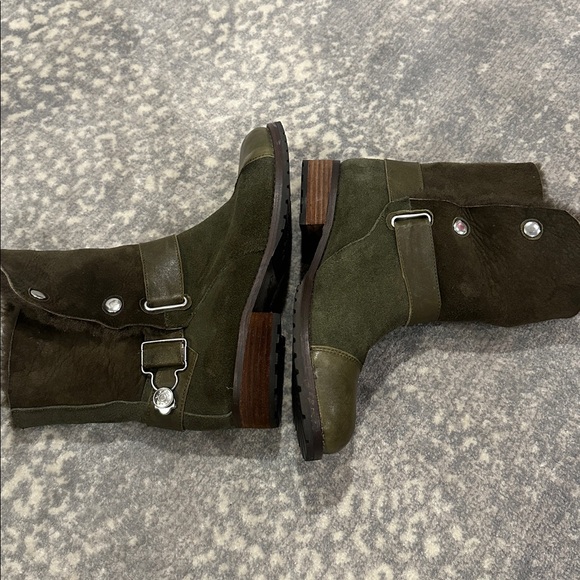 MATT BERNSON REAL SHEEPSKIN SHEARLING ARMY GREEN BOOTS SIZE 7.5 - Picture 5 of 13